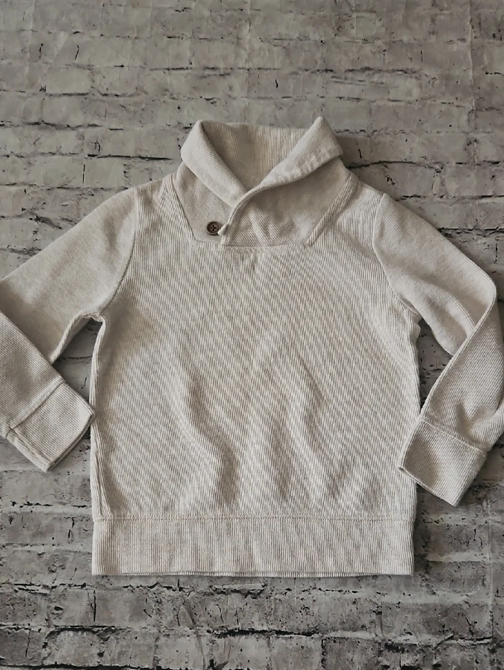 Old Navy Boys Cream Knit Shawl Collar Sweatshirt Size 4t